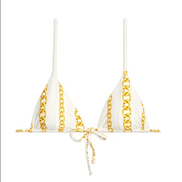 NWT WeWoreWhat Yellow Chain Bikini Triangle Top - Picture 2 of 6